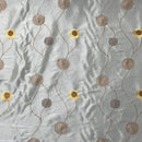 Ivory Embroidered Taffeta Fabric with Gold Circle Pattern 150cm Wide - Bull Ring Fabrics