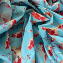 Koi Fish 100% Cotton Poplin Dress Fabric Rose & Hubble 45", Blue - Bull Ring Fabrics