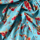 Koi Fish 100% Cotton Poplin Dress Fabric Rose & Hubble 45", Blue - Bull Ring Fabrics