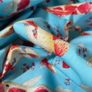 Koi Fish 100% Cotton Poplin Dress Fabric Rose & Hubble 45", Blue - Bull Ring Fabrics