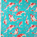 Koi Fish 100% Cotton Poplin Fabric Rose & Hubble 45" Jade Green - Bull Ring Fabrics