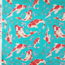 Koi Fish 100% Cotton Poplin Fabric Rose & Hubble 45" Jade Green - Bull Ring Fabrics