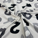 Large Numbers Cotton Curtain Fabric Kids Nursery Play Area 54" - Bull Ring Fabrics