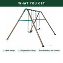 Lifetime 7ft Metal Kids Swing Set Garden 2 Swings Trapeze Bar Outdoor Ages 3-12 - Bull Ring Fabrics