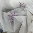 Lilac Starbuzz Velvet Flock Voile Fabric Net Curtain 150cm, White - Bull Ring Fabrics