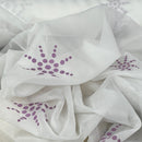 Lilac Starbuzz Velvet Flock Voile Fabric Net Curtain 150cm, White - Bull Ring Fabrics
