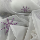 Lilac Starbuzz Velvet Flock Voile Fabric Net Curtain 150cm, White - Bull Ring Fabrics