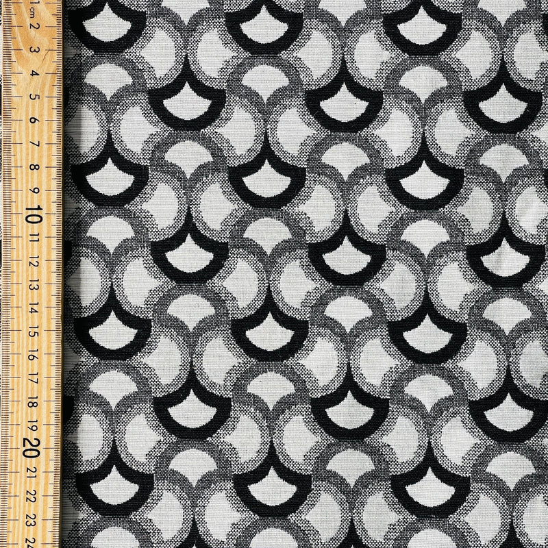 Little Carnival Abstract Tapestry Upholstery Curtain Fabric 140cm, Black/White - Bull Ring Fabrics