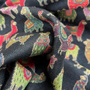 Llama Alpaca Tapestry Fabric Black Multicolour Upholstery Craft Material 54" - Bull Ring Fabrics
