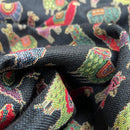 Llama Alpaca Tapestry Fabric Black Multicolour Upholstery Craft Material 54" - Bull Ring Fabrics