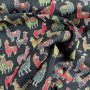 Llama Alpaca Tapestry Fabric Black Multicolour Upholstery Craft Material 54" - Bull Ring Fabrics