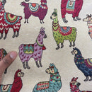 Llamas Animals Tapestry Upholstery Fabric 140cm, Cream - Bull Ring Fabrics