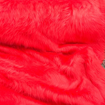 Long Pile Faux Fur Fabric 150cm Wide - Red - Bull Ring Fabrics