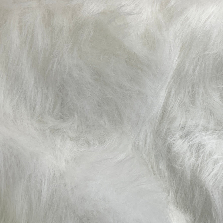 Long Pile Faux Fur Fabric 150cm Wide - White - Bull Ring Fabrics