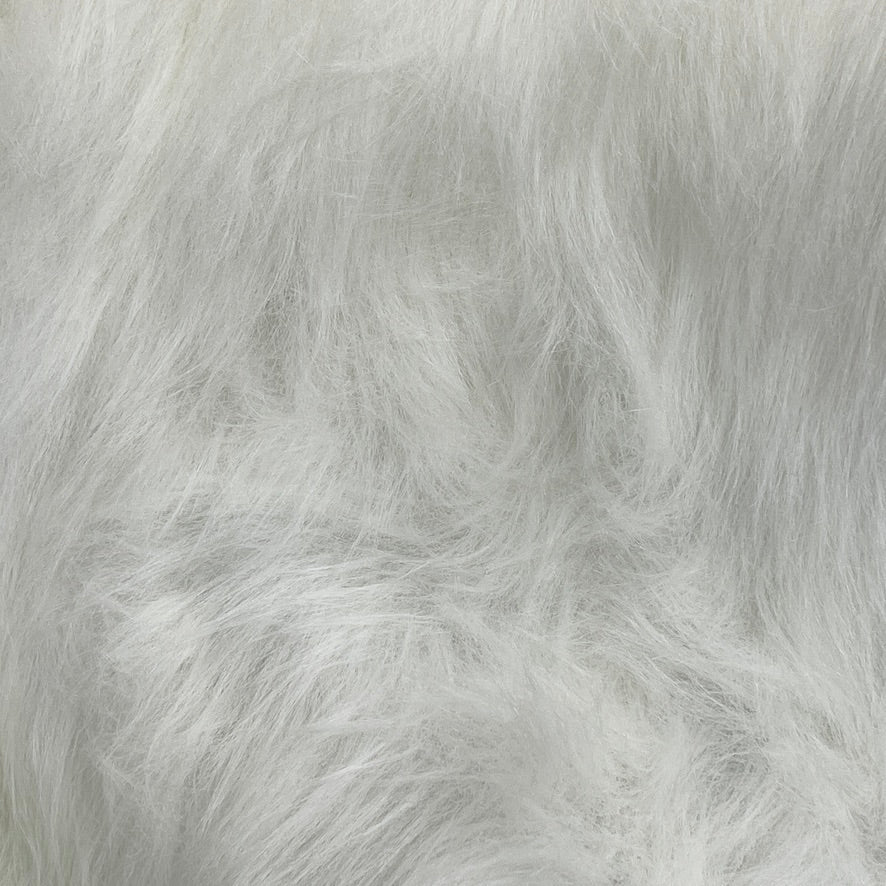 Long Pile Faux Fur Fabric 150cm Wide - White - Bull Ring Fabrics