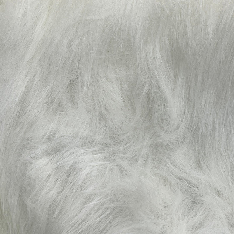 Long Pile Faux Fur Fabric 150cm Wide - White - Bull Ring Fabrics