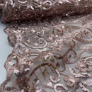 LUX Heavy Sequin Lace Embroidery Fabric Bridal Wedding Dress Material 60" GOLD - Bull Ring Fabrics