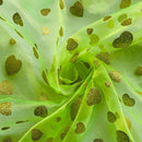 Metallic Glitter Gold Hearts Organza Fabric Dress Draping 150cm, Fluorescent Green - Bull Ring Fabrics