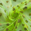 Metallic Glitter Gold Hearts Organza Fabric Dress Draping 150cm, Fluorescent Green - Bull Ring Fabrics