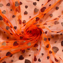 Metallic Glitter Gold Hearts Organza Fabric Dress Draping 150cm, Fluorescent Orange - Bull Ring Fabrics