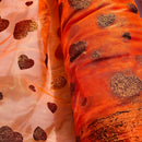 Metallic Glitter Gold Hearts Organza Fabric Dress Draping 150cm, Fluorescent Orange - Bull Ring Fabrics