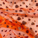 Metallic Glitter Gold Hearts Organza Fabric Dress Draping 150cm, Fluorescent Orange - Bull Ring Fabrics