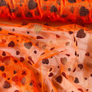 Metallic Glitter Gold Hearts Organza Fabric Dress Draping 150cm, Fluorescent Orange - Bull Ring Fabrics