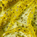 Metallic Glitter Gold Hearts Organza Fabric Dress Draping 150cm, Yellow - Bull Ring Fabrics
