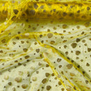 Metallic Glitter Gold Hearts Organza Fabric Dress Draping 150cm, Yellow - Bull Ring Fabrics