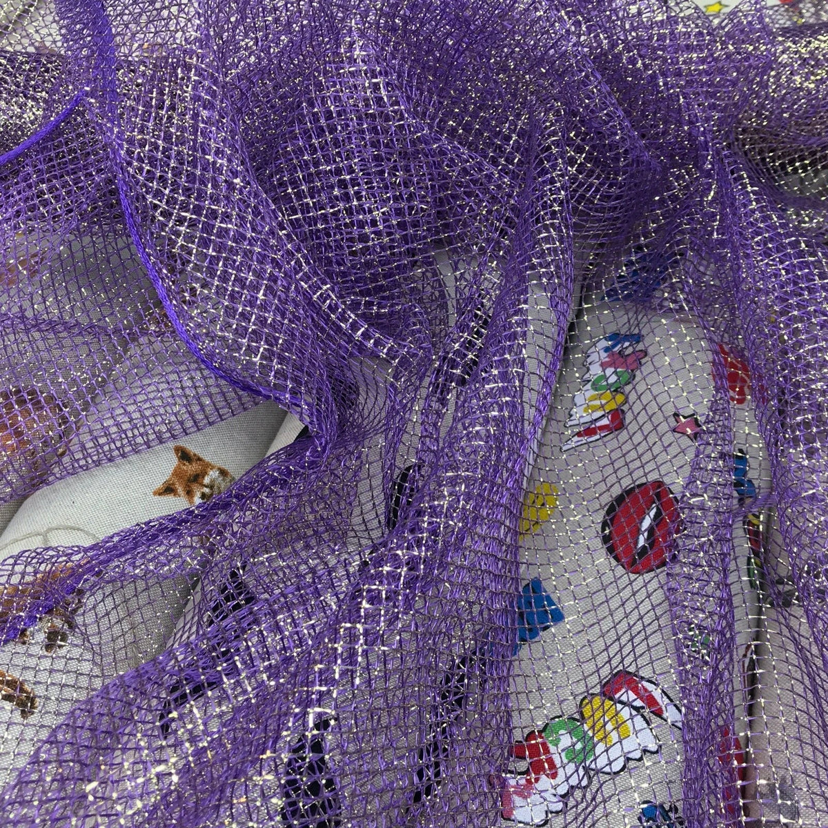 Metallic Gold Lurex Dress Net Fabric 54" Purple - Bull Ring Fabrics