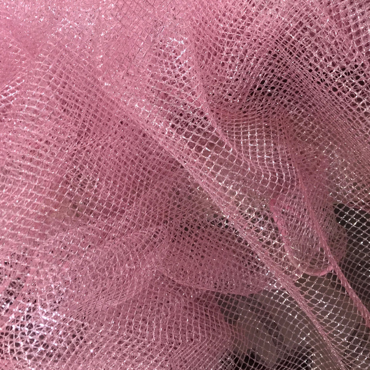 Metallic Silver Lurex Dress Net Fabric 54" Pink - Bull Ring Fabrics