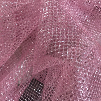 Metallic Silver Lurex Dress Net Fabric 54" Pink - Bull Ring Fabrics
