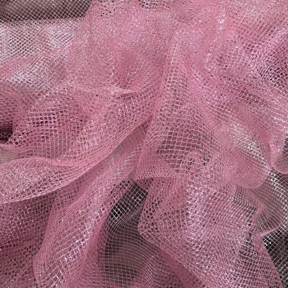 Metallic Silver Lurex Dress Net Fabric 54" Pink - Bull Ring Fabrics