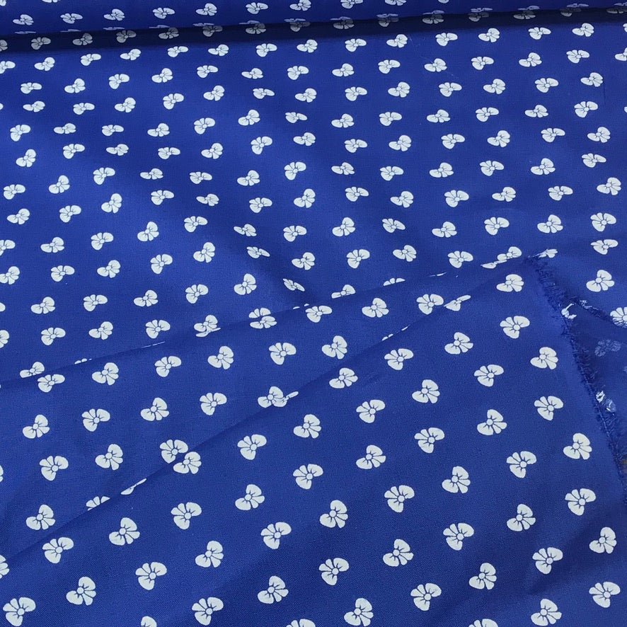 Metallic Silver Tiny Bows Polycotton Fabric 112cm, Royal Blue - Bull Ring Fabrics