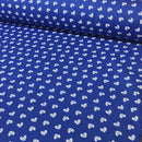 Metallic Silver Tiny Bows Polycotton Fabric 112cm, Royal Blue - Bull Ring Fabrics