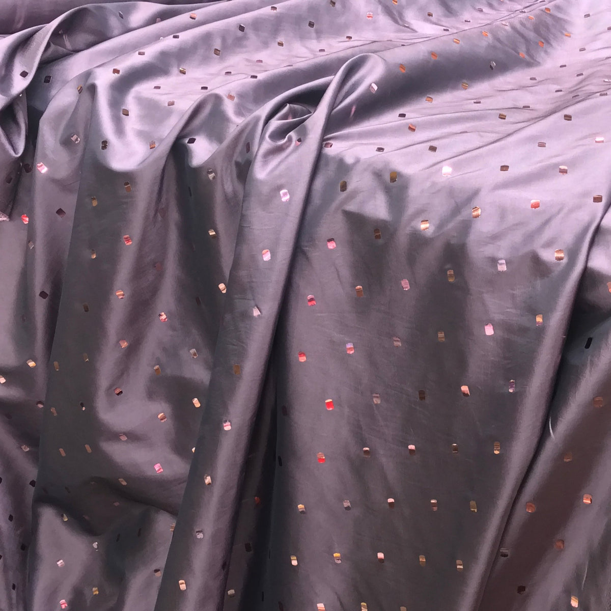 Mirror Sequin Taffeta Fabric Bridal Abaya Gown Dress 60", Aubergine Purple - Bull Ring Fabrics