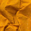 Mustard Cotton Lawn Fabric Broderie Anglaise Paisley Embroidery Sequin Dress 54” - Bull Ring Fabrics