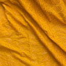 Mustard Cotton Lawn Fabric Broderie Anglaise Paisley Embroidery Sequin Dress 54” - Bull Ring Fabrics