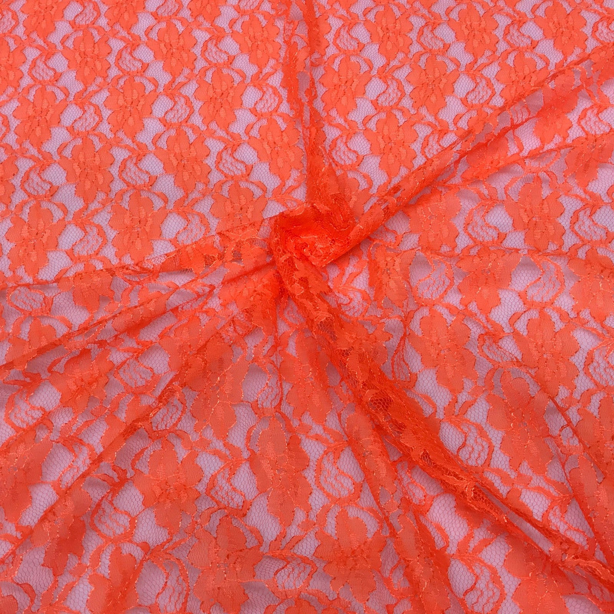 Orange Floral Lace Fabric Dress Craft Dolls Toys Gothic Halloween Costumes 60” - Bull Ring Fabrics