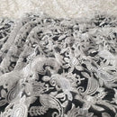 PAISLEY Net Lace Fabric Dress Bridal Wedding Lace Bespoke Pattern 54” CREAM - Bull Ring Fabrics