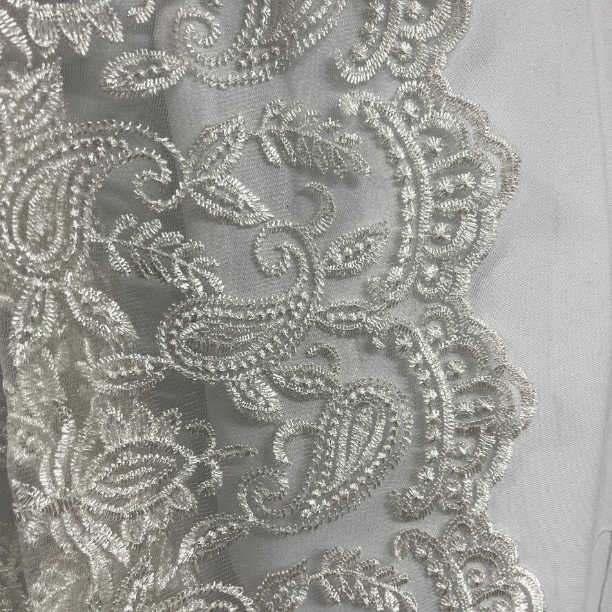 PAISLEY Net Lace Fabric Dress Bridal Wedding Lace Bespoke Pattern 54” CREAM - Bull Ring Fabrics