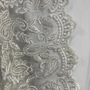 PAISLEY Net Lace Fabric Dress Bridal Wedding Lace Bespoke Pattern 54” CREAM - Bull Ring Fabrics
