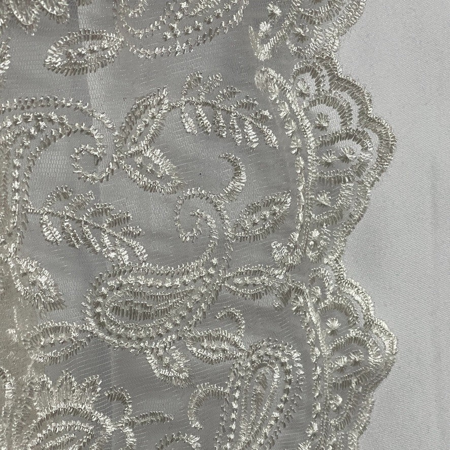 PAISLEY Net Lace Fabric Dress Bridal Wedding Lace Bespoke Pattern 54” CREAM - Bull Ring Fabrics