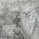 PAISLEY Net Lace Fabric Dress Bridal Wedding Lace Bespoke Pattern 54” CREAM - Bull Ring Fabrics
