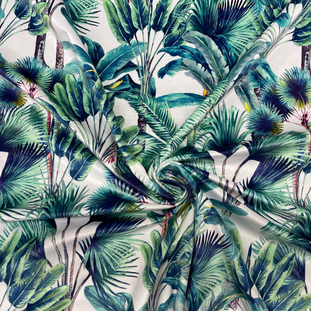 Palm Springs Digital Print Plush Velvet Curtain Fabric, Natural - Bull Ring Fabrics