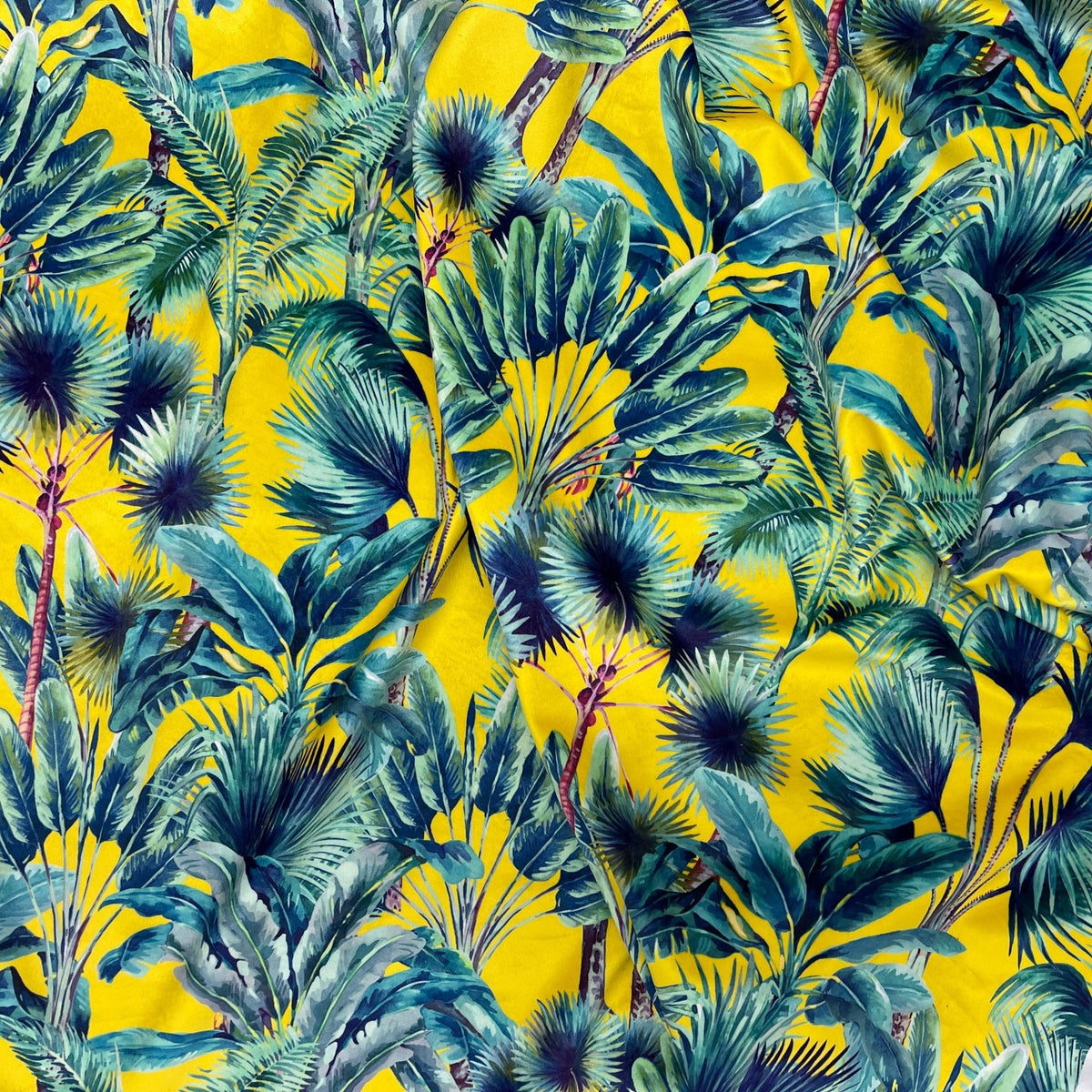 Palm Springs Digital Print Plush Velvet Curtain Fabric, Summer - Bull Ring Fabrics