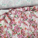 Peach Blossom Floral Flowers Bubble Crepe Dress Fabric, White - Bull Ring Fabrics