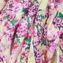 Peach Blossom Floral Flowers Bubble Crepe Dress Fabric, Yellow - Bull Ring Fabrics