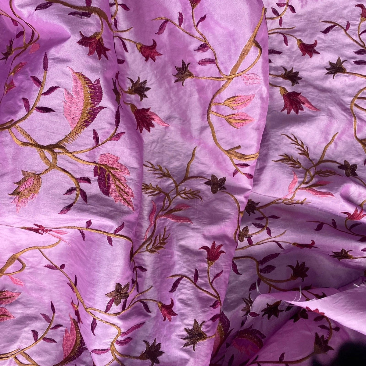 Pink Italian Taffeta Fabric Paradise Floral Embroidered Bridal Dress 60" - Bull Ring Fabrics