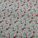 Pink Strawberry Blossom & Butterfly Polycotton Fabric – White Floral Printed Dressmaking & Craft Fabric, 45” Wide - Bull Ring Fabrics